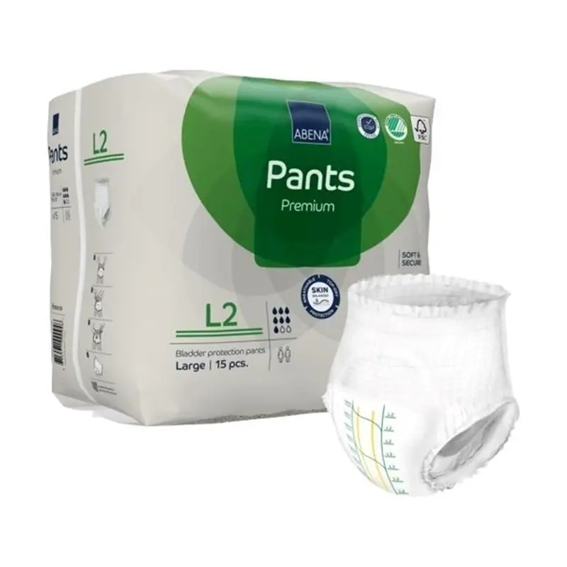 Abena Premium Pants L2 Unisex Adult Absorbent Underwear Pull On with Tear Away Seams Large Disposable Heavy Absorbency (1218234_CS) 90/CS