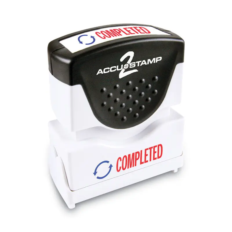 ACCUSTAMP2 Pre-Inked Shutter Stamp, Red/Blue, COMPLETED, 1.63 x 0.5 (COS035538) Each