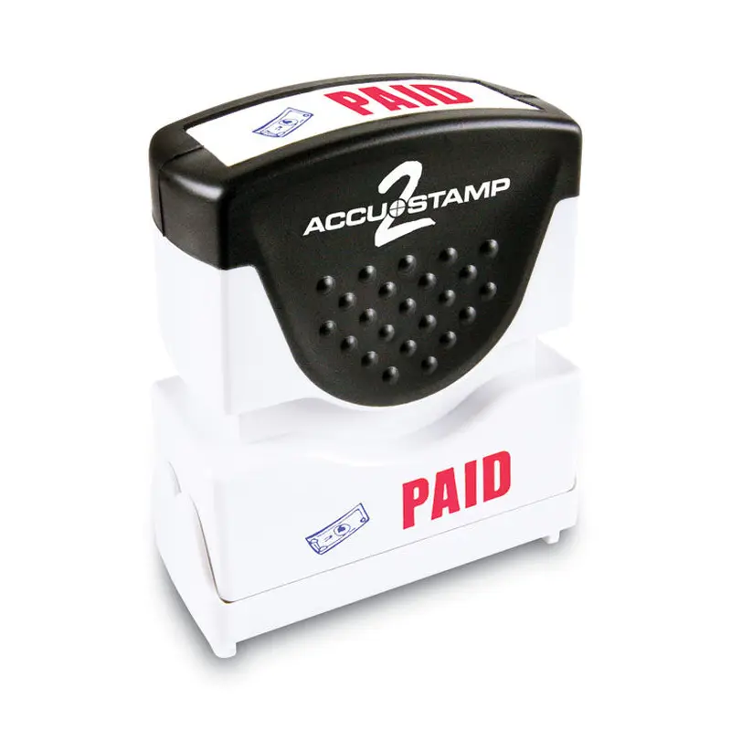 ACCUSTAMP2 Pre-Inked Shutter Stamp with Microban, Red/Blue, PAID, 1.63 x 0.5 (COS035535) Each