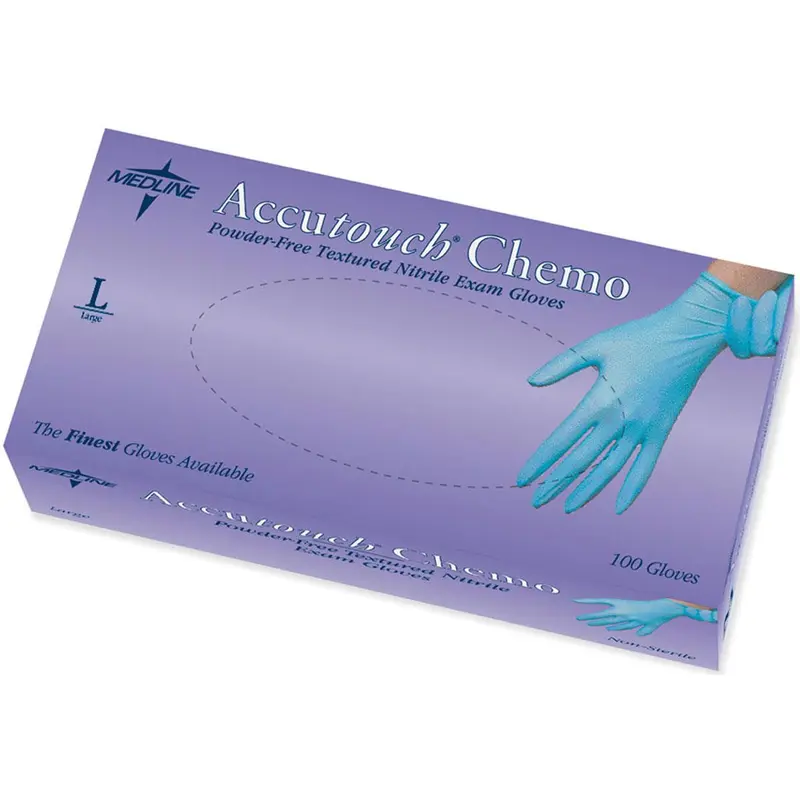 Accutouch Chemo Powder-Free Blue Nitrile Exam Gloves, Size L, 1000/CS (MDS192086) Case of 1000