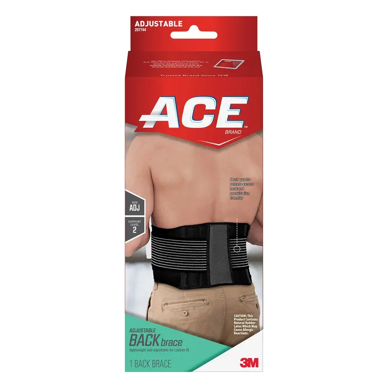 Ace Back Support One Size Fits Most Hook and Loop Closure Up to 48 Inch Waist Circumference Adult (1084238_EA) 1/EA