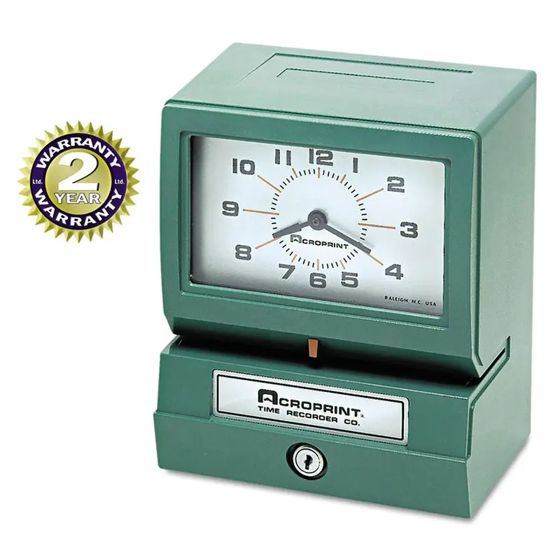 Acroprint Model 150 Heavy-Duty Time Recorder, Automatic Operation, Month/Date/1-12 Hours/Minutes, Green (ACP012070411) Each