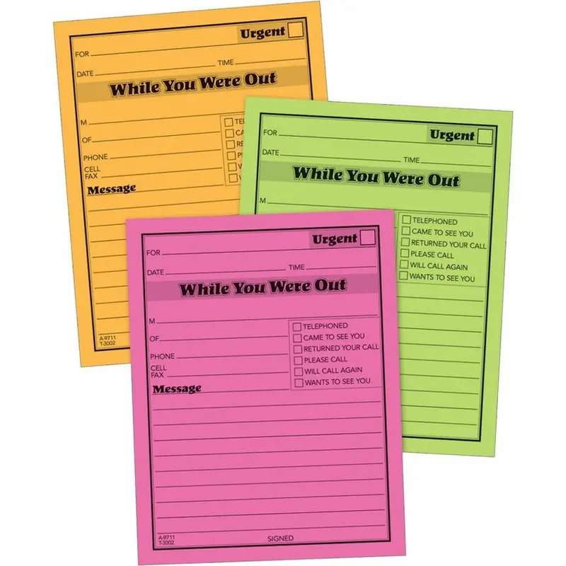 Adams Message Pad, "While You Where Out", 5"x4", Neon Assorted Colors (ABF9711NEON) Pack of 6