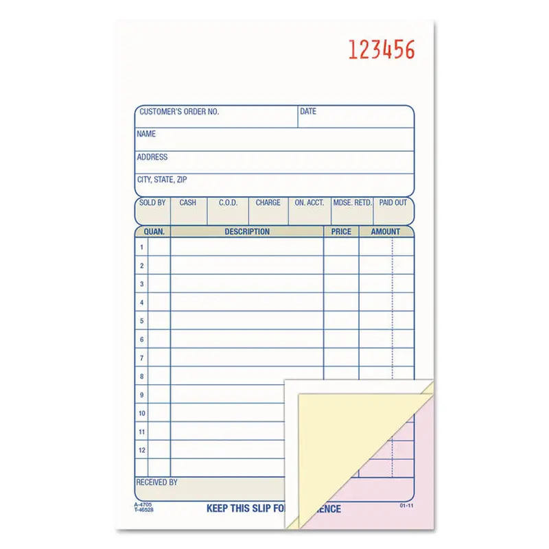 Adams Sales/Order Book, Three-Part Carbonless, 4.19 x 6.69, 50 Forms Total (ABFTC4705) Each