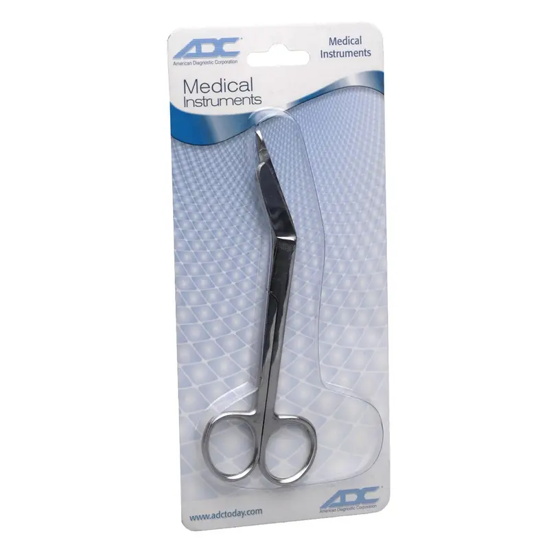 ADC Bandage Scissors Lister 5-1/2 Inch Length Floor / Office Grade Pakistani Stainless Steel NonSterile Finger Ring Handle Angled Blunt Tip / Blunt Tip (256810_EA) 1/EA