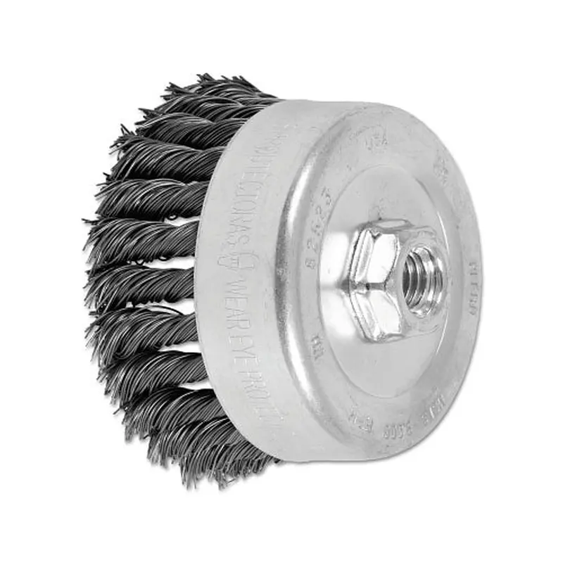 Advance Brush Standard Twist Single Row Cup Brush, 4 in dia, 5/8 in-11 Arbor, 0.023 Carbon Steel Wire (419-82523) Each