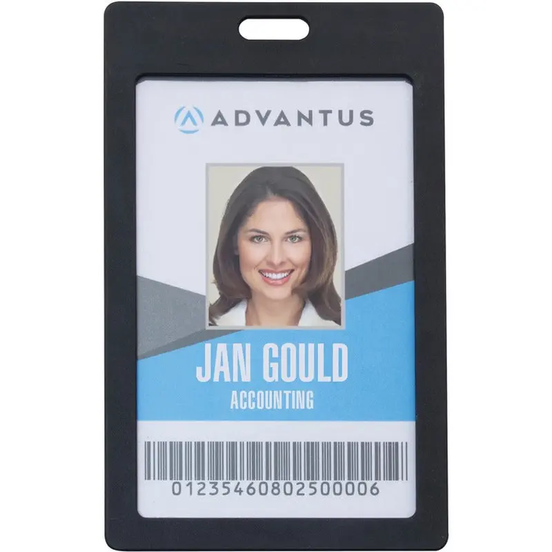 Advantus Badge Holders, Rigid, Vertical, 2" x 3-1/4" Insert, 6/PK, Black (AVT97068) Pack of 6