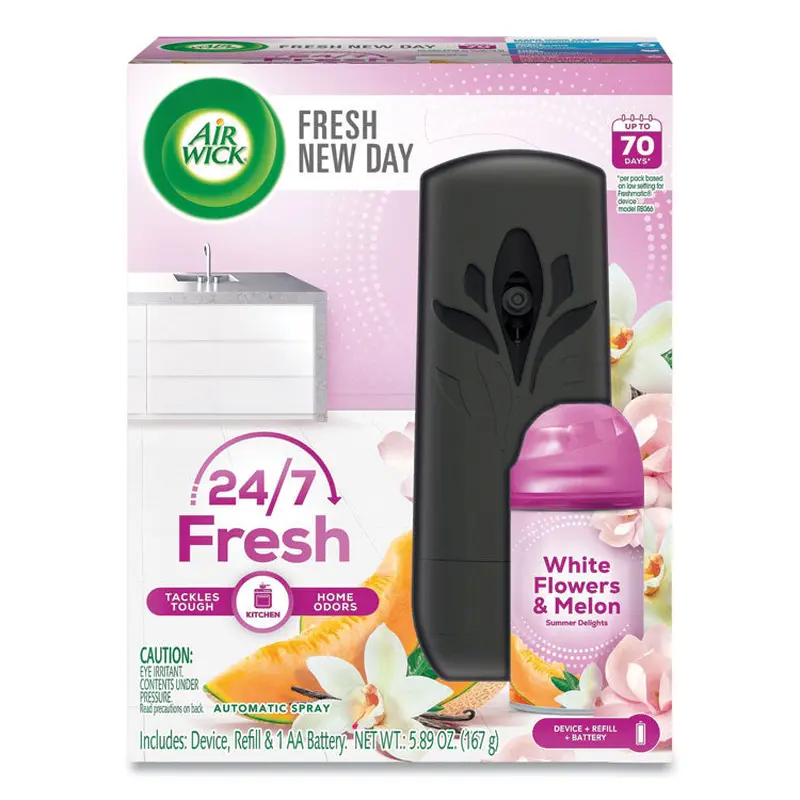 Air Wick Freshmatic Life Scents Starter Kit, White Flowers and Melon Summer Delights, 5.89 oz Aerosol Spray (RAC88410KT) 1 Kit