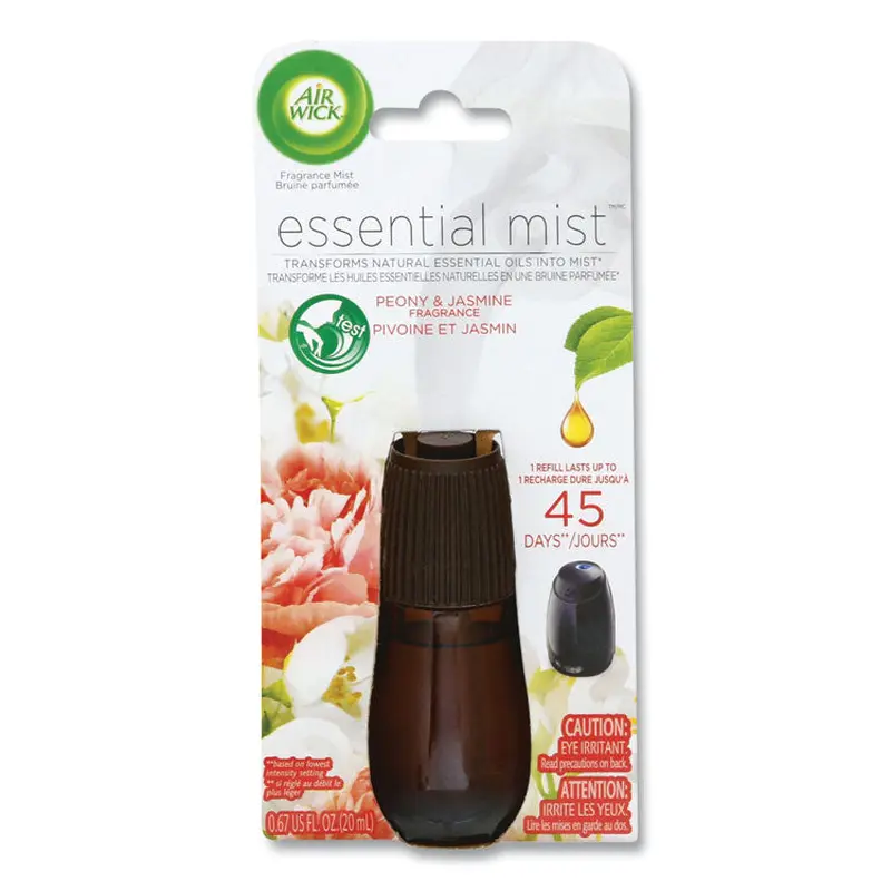Air Wick Essential Mist Refill, Peony and Jasmine, 0.67 oz Bottle, 6/Carton (RAC98555) Case of 6