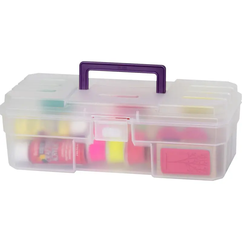 Akro-Mils Supply Box, 6"x12"x4", Plastic, Clear/Purple (AKM09912CLPUR) Each