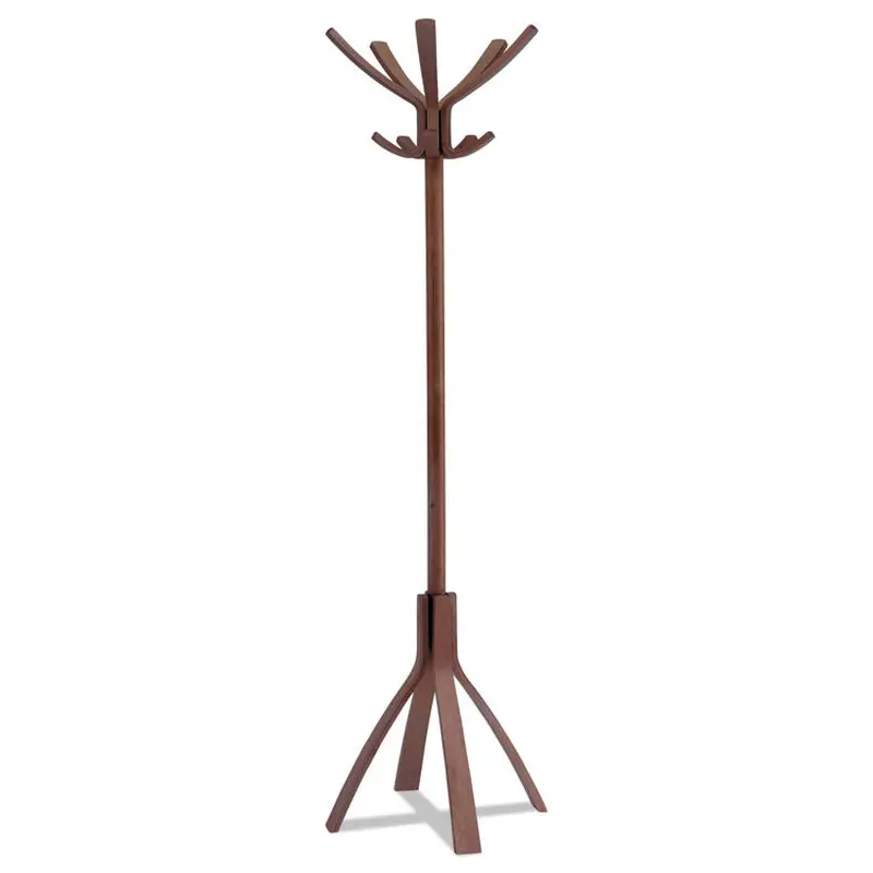 Alba Cafe Wood Coat Stand, Ten Peg/Five Hook, 21.67w x 21.67d x 69.33h, Espresso Brown (ABAPMCAFE) Each