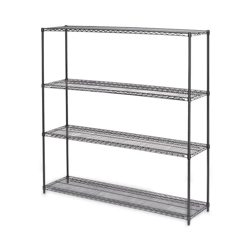 Alera BA Plus Wire Shelving Kit, Four-Shelf, 72w x 18d x 72h, Black Anthracite Plus (ALESW207218BA) Each