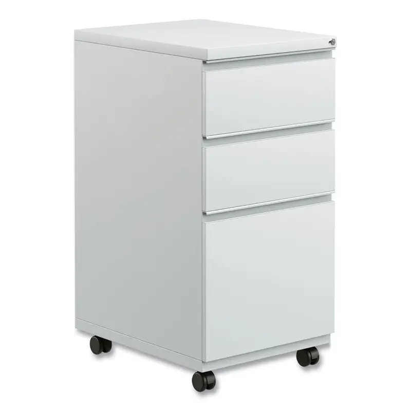 Alera File Pedestal with Full-Length Pull, Left/Right, 3-Drawers: Box/Box/File, Legal/Letter, Light Gray, 14.96" x 19.29" x 27.75" (ALEPBBBFLG) Each