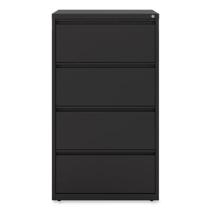 Alera Lateral File, 4 Legal/Letter-Size File Drawers, Black, 30" x 18.63" x 52.5" (ALEHLF3054BL) Each