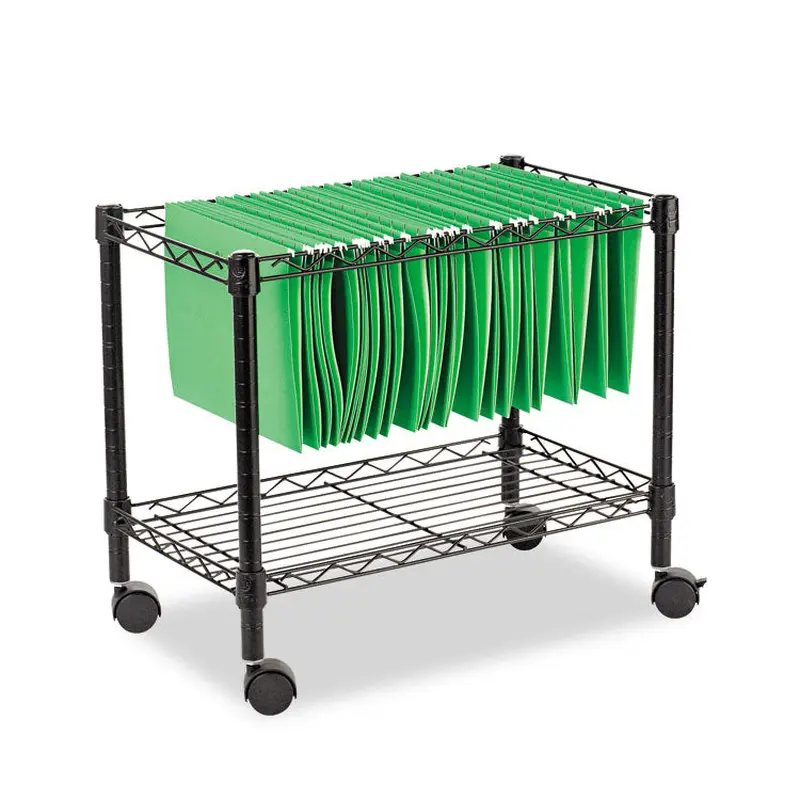 Alera One-Tier File Cart for Side-to-Side Filing, Metal, 1 Shelf, 1 Bin, 24" x 14" x 21", Black (ALEFW601424BL) Each