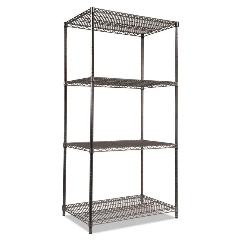 Alera Wire Shelving Starter Kit, Four-Shelf, 36w x 24d x 72h, Black Anthracite (ALESW503624BA) Each
