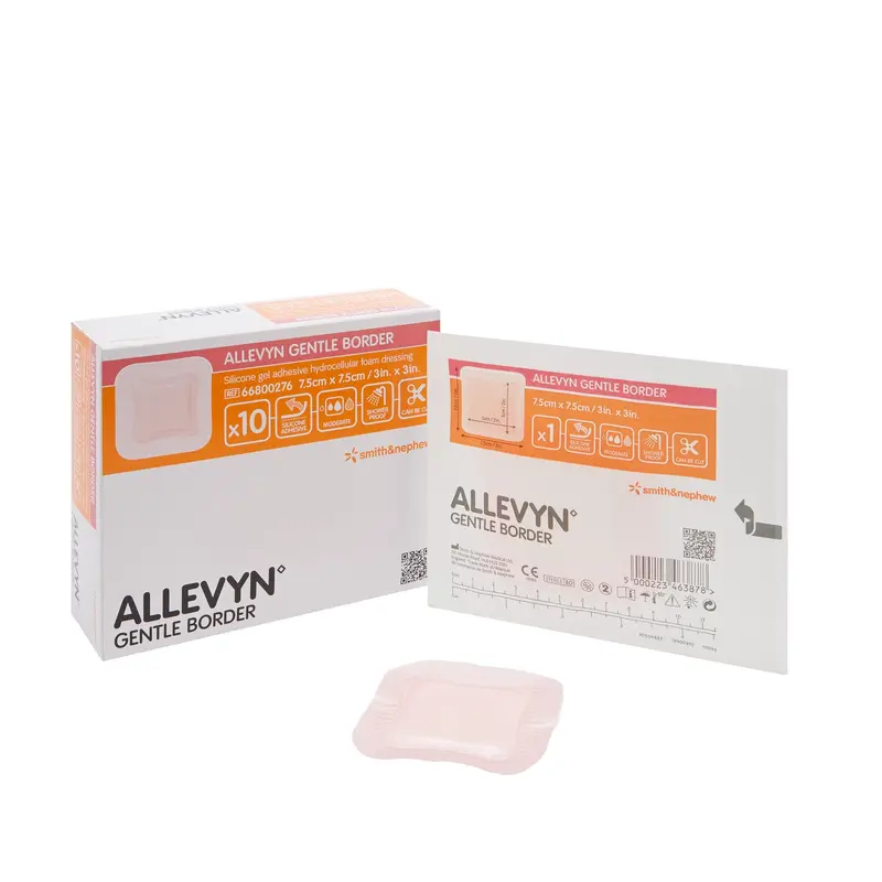 Allevyn Gentle Border Foam Dressing 3 X 3 Inch With Border Film Backing Silicone Gel Adhesive Square Sterile (665772_BX) 10/BX