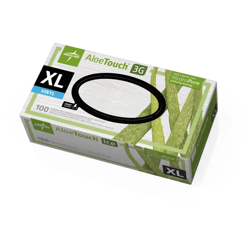AloeTouch Ice Thin Nitrile Exam Gloves, Size XL, 180/BX (MDS195287H) Box of 180