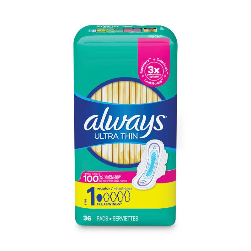 Always Ultra Thin Pads, Regular, 36/Pack (PGC08322PK) Pack of 36