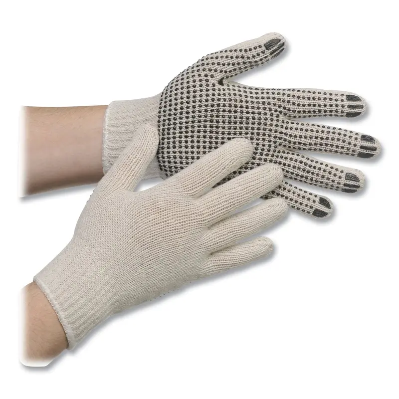 AMBITEX Pro PVC-Dotted String-Knit Gloves, Medium, White/Black, Dozen (TXICTPS400MN1SD) 1 Dozen