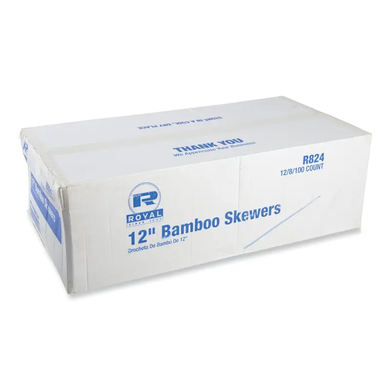 AmerCareRoyal Bamboo Skewers, Paper, 12", Natural, 9,600/Carton (RPPR824) Case of 9600