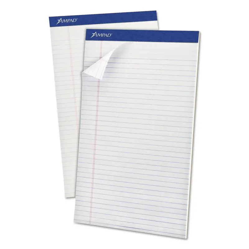 Ampad Perforated Writing Pads, Wide/Legal Rule, 50 White 8.5 x 14 Sheets, Dozen (TOP20330) 1 Dozen