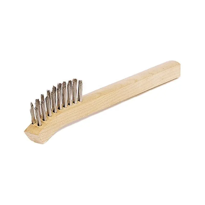 Anchor Brand Inspection Brushes, 2 x 9 Rows, Stainless Steel Wire, Bent Wood Handle (102-BW-195) Each