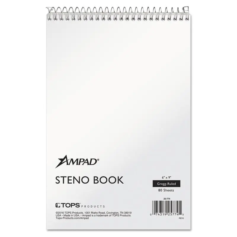 Ampad Steno Pads, Gregg Rule, Tan Cover, 80 White 6 x 9 Sheets (TOP25774) Each