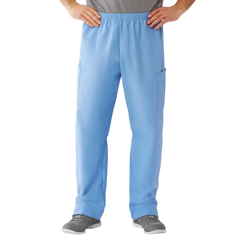 AngelStat Unisex Cargo Scrub Pants with Elastic Waist, Ceil Blue, Long Inseam, Size M, 1 EA (674NTHML) Each