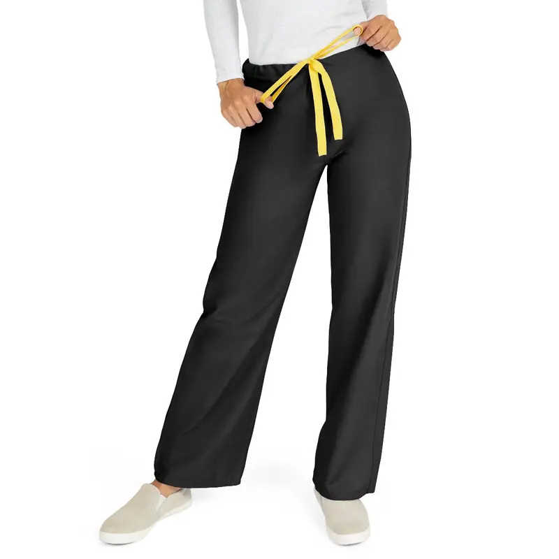 AngelStat Unisex Reversible Scrub Pants with Drawstring Waist, Black, Size S, Angelica Color Code, 1 EA (600BLKS-CA) Each
