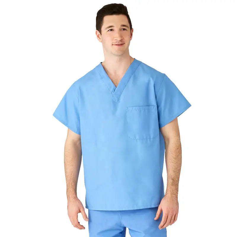 AngelStat Unisex Reversible V-Neck Scrub Top with 2 Pockets, Ceil Blue, Size S, Angelica Color Coding, 1 EA (M610NTHS-CA) Each