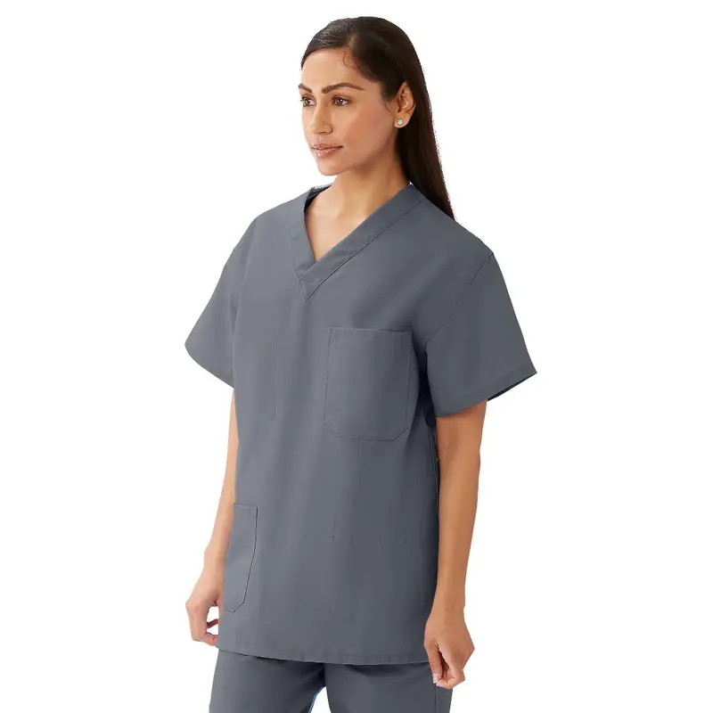 AngelStat Unisex Reversible V-Neck Scrub Top with 4 Pockets, Charcoal, Size L, Color Code, 1 EA (630NCCL-CM) Each