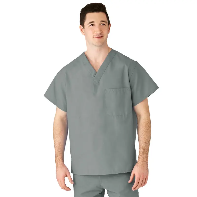 AngelStat Unisex Reversible V-Neck Scrub Top with 2 Pockets, Misty, Size XS, Color Code, 1 EA (M610NTZXS-CM) Each