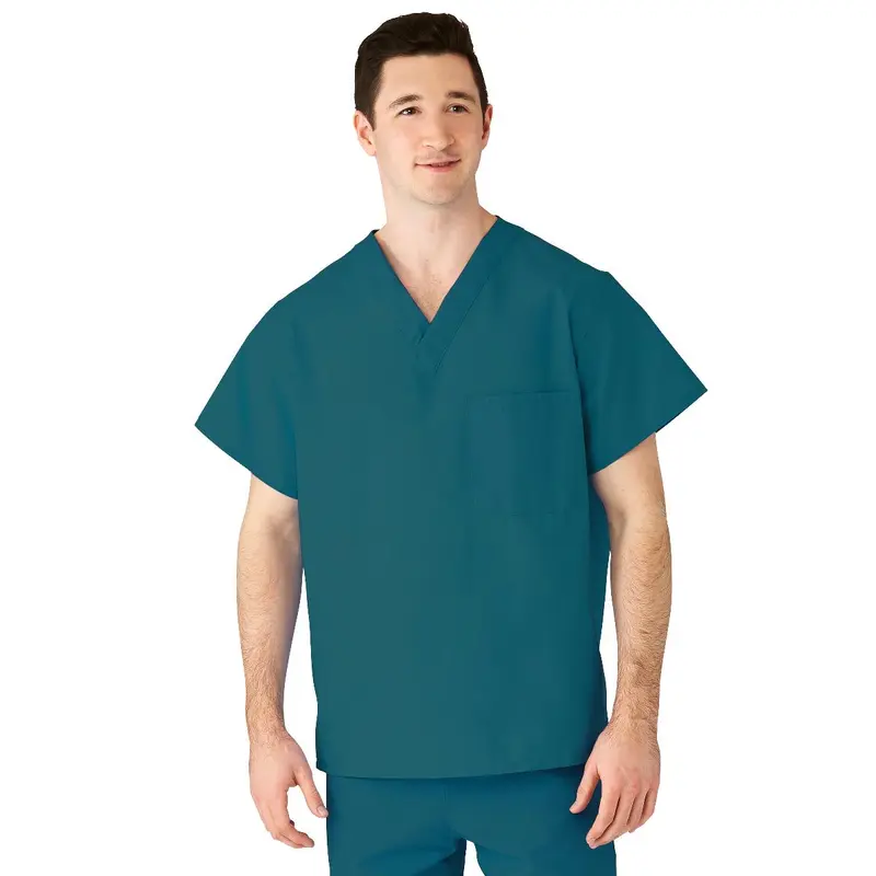 AngelStat Unisex Reversible V-Neck Scrub Top with 2 Pockets, Peacock, Size 4XL, Angelica Color Code, 1 EA (610NBT4XL-CA) Each