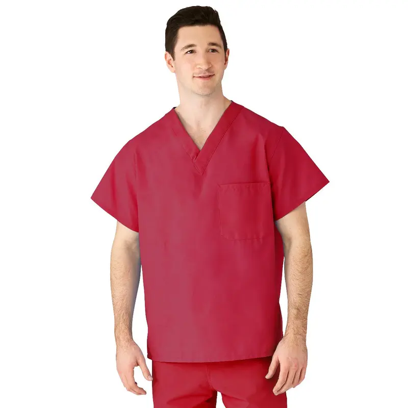 AngelStat Unisex Reversible V-Neck Scrub Top with 2 Pockets, Raspberry, Size XL, Color Code, 1 EA (610NTRXL-CM) Each