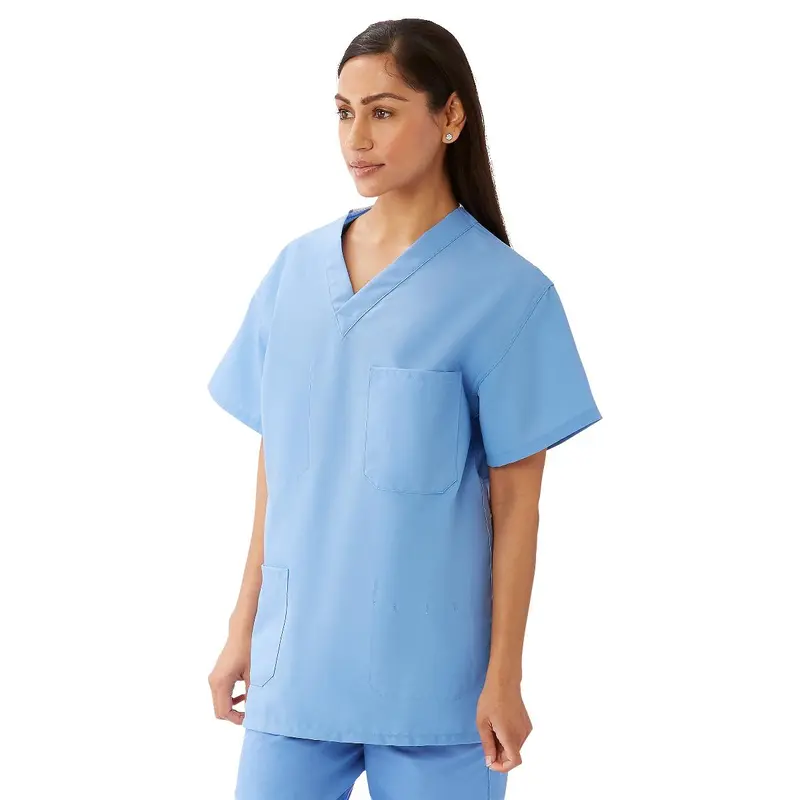 AngelStat Unisex Reversible V-Neck Scrub Top with 4 Pockets, Ceil Blue, Size 2XL, Color Coding, 1 EA (M630NTHXXL-CM) Each