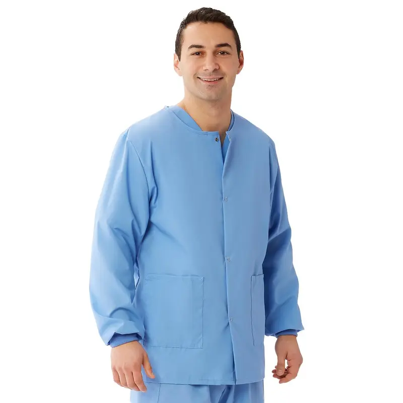 AngelStat Unisex Snap-Front Warm-Up Scrub Jacket, Ceil Blue, Size 2XL, 1 EA (849NTHXXL) Each