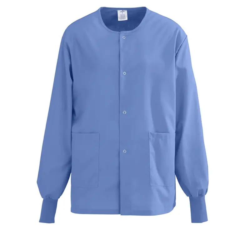 AngelStat Unisex Snap-Front Warm-Up Scrub Jacket, Ceil Blue, Size 4XL, 1 EA (849NTH4XL) Each