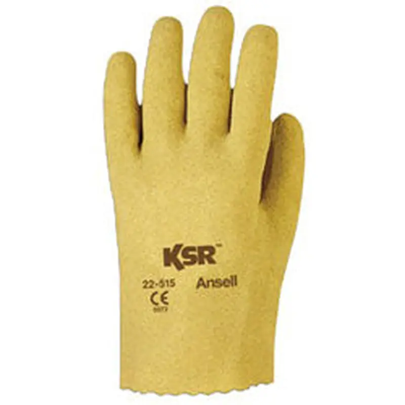 Ansell KSR Multi-Purpose Vinyl-Coated Gloves, Interlock Knit Liner, 10, Yellow (012-22-515-10) 12 Pairs