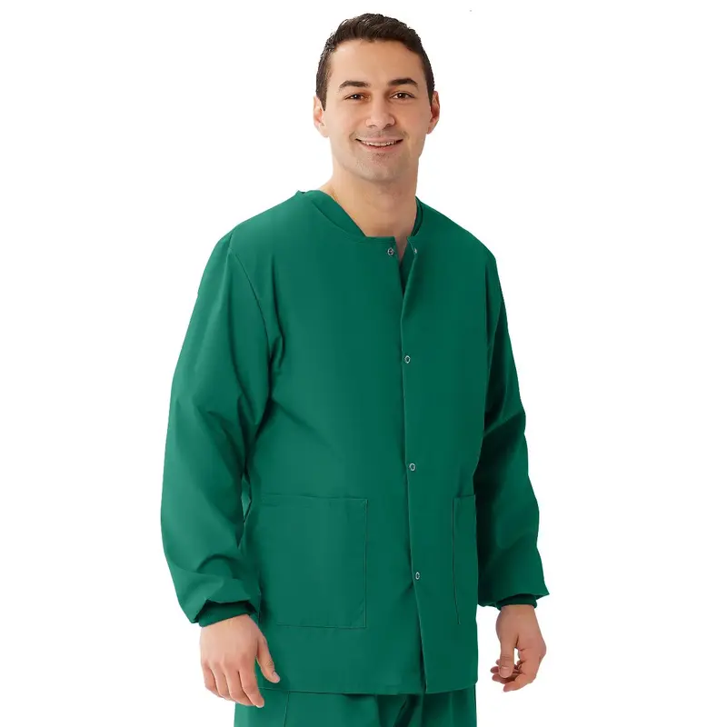 AngelStat Unisex Snap-Front Warm-Up Scrub Jacket, Emerald, Size XS, 1 EA (849NJTXS) Each