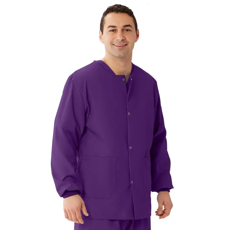 AngelStat Unisex Snap-Front Warm-Up Scrub Jacket, Regal Purple, Size S, 1 EA (849NRPS) Each