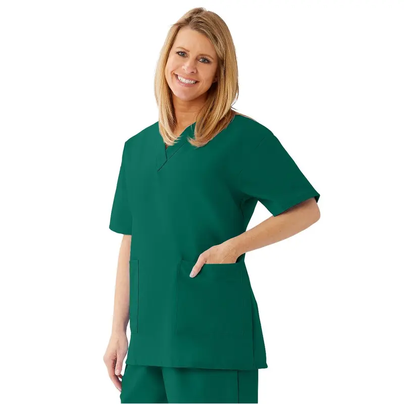 AngelStat Women's V-Neck Tunic Scrub Tops with 2 Pockets, Hunter, Size 2XL, 1 EA (893NHGXXL) Each