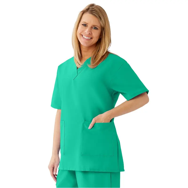 AngelStat Women's V-Neck Tunic Scrub Tops with 2 Pockets, Jade, Size 3XL, 1 EA (893NTJXXXL) Each