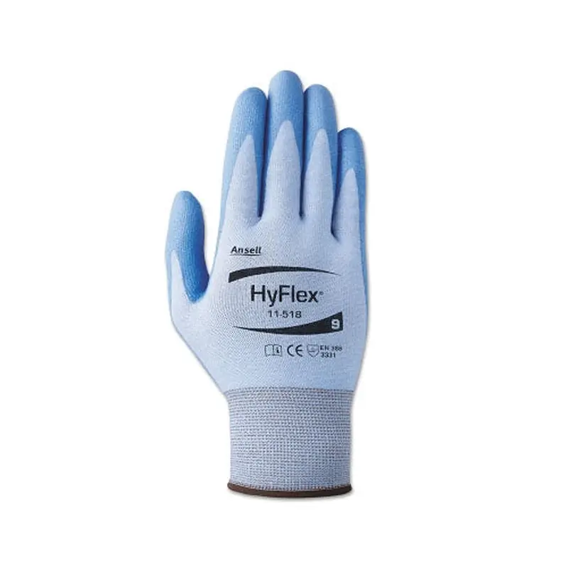 Ansell HyFlex 11-518 Polyurethane Palm Coated Gloves, Size 9, Blue/Gray (012-11-518-9) 1 Dozen