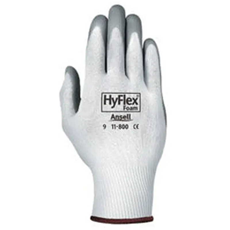 Ansell HyFlex 11-800 Nitrile Foam Palm Coated Gloves, Size 7, Gray/White (012-11-800-7) 12 Pairs