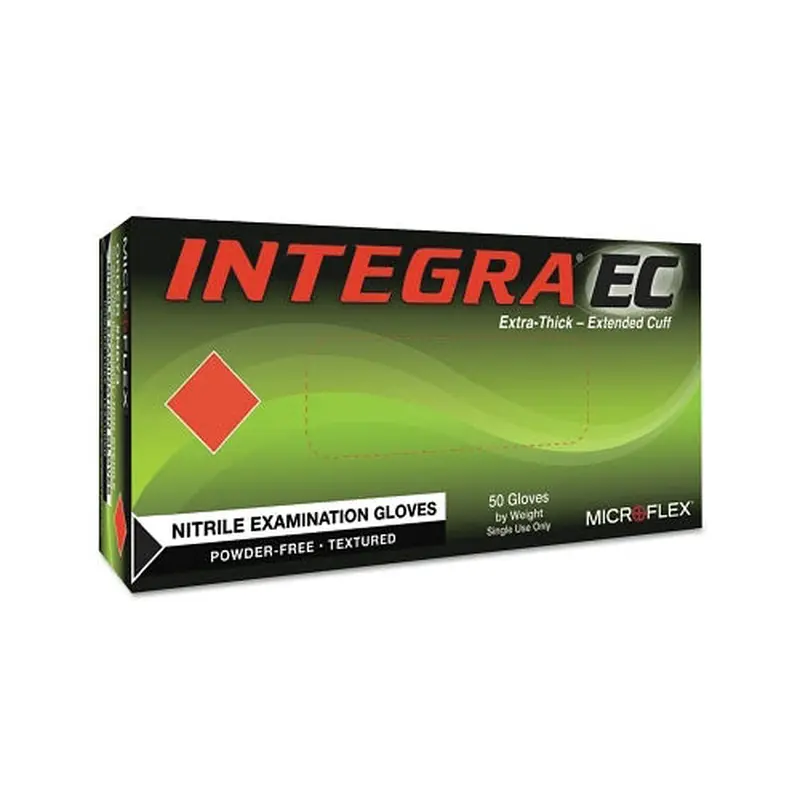 Ansell Integra EC N87 Nitrile Powder-Free Disposable Gloves, Textured, 7.9 mil Palm/9.1 mil Finger, X-Large, Blue (748-N874) Each