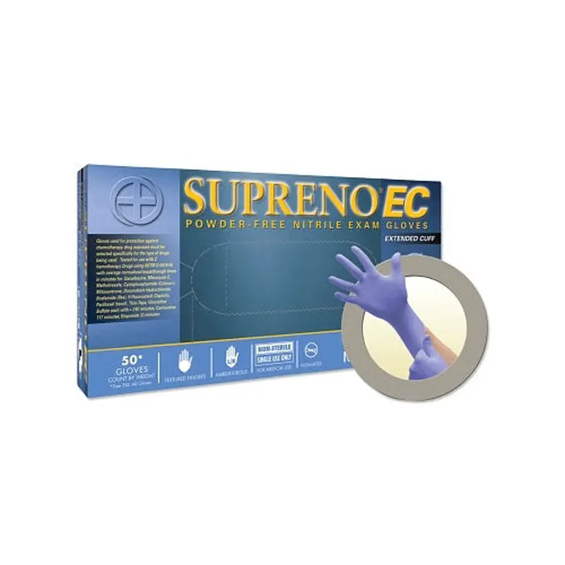 Ansell Supreno EC SEC-375 Nitrile Disposable Gloves, 5.5 mil Palm, 8.3 mil Fingers, X-Large, Violet Blue (748-SEC-375-XL) 1 Box