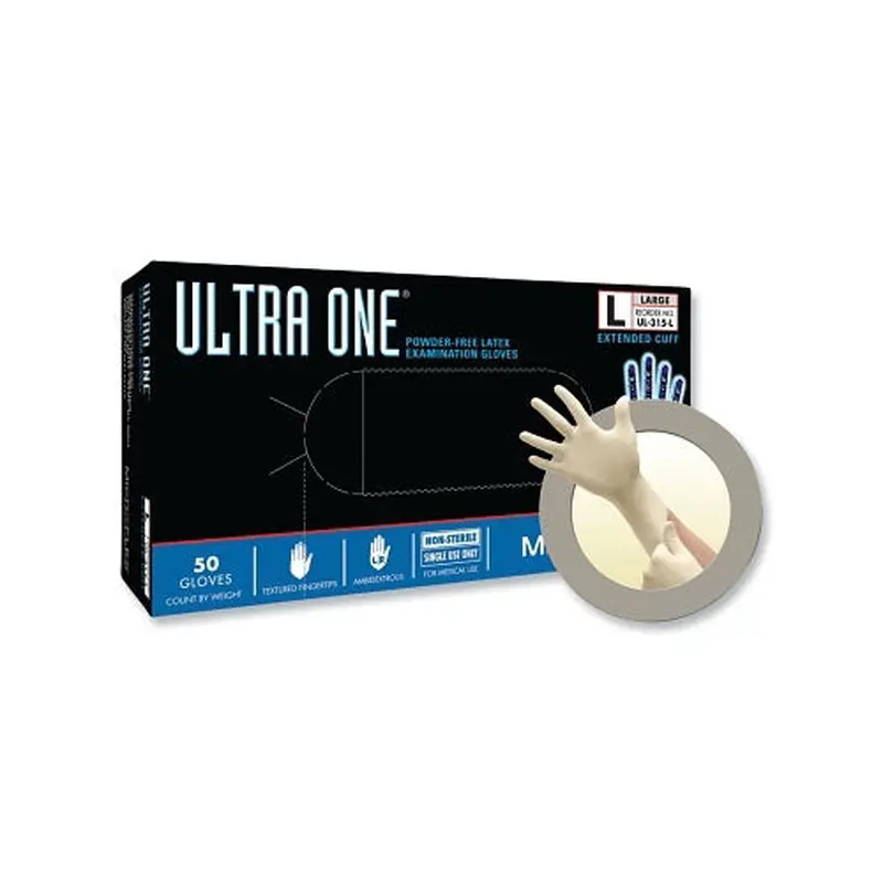 Ansell Ultra One Exam Gloves with Extended Cuffs, 9.8 mil, X-Large, Natural (748-UL-315-XL) 1 Box