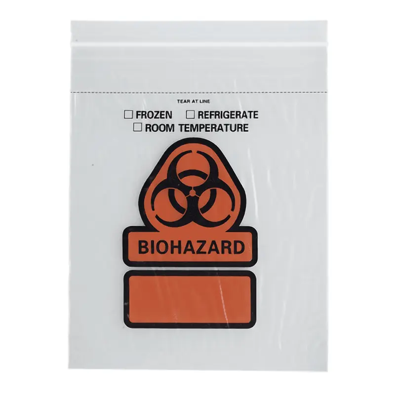 ASP Global LLC Specimen Transport Bag with Document Pouch 6 X 9 Inch Zip Closure Biohazard Symbol / Storage Instructions NonSterile (405101_EA) 1/EA