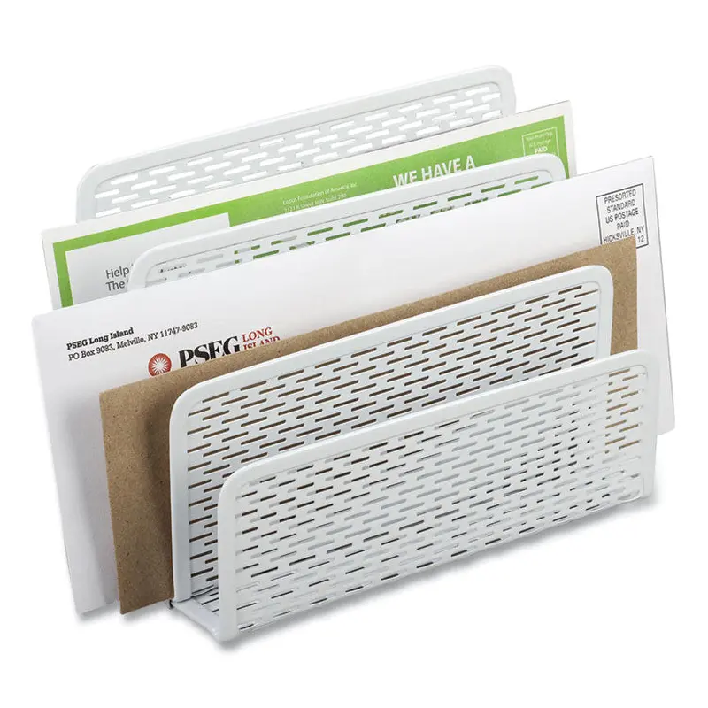 Artistic Urban Collection Punched Metal Letter Sorter, 3 Sections, DL to A6 Size Files, 6.5" x 3.25" x 5.5", White (AOPART20003WH) Each